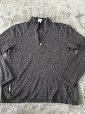 Icebreaker 320 Merino Wool Gray Quarter Zip Sweater Men's LARGE